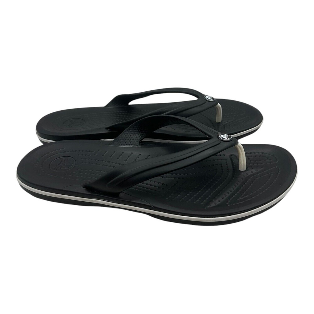 Crocs Unisex Crocband Flip‎ Flops Thong Sandals 11033 Black Men's 9 Women's 11 - Picture 2 of 11